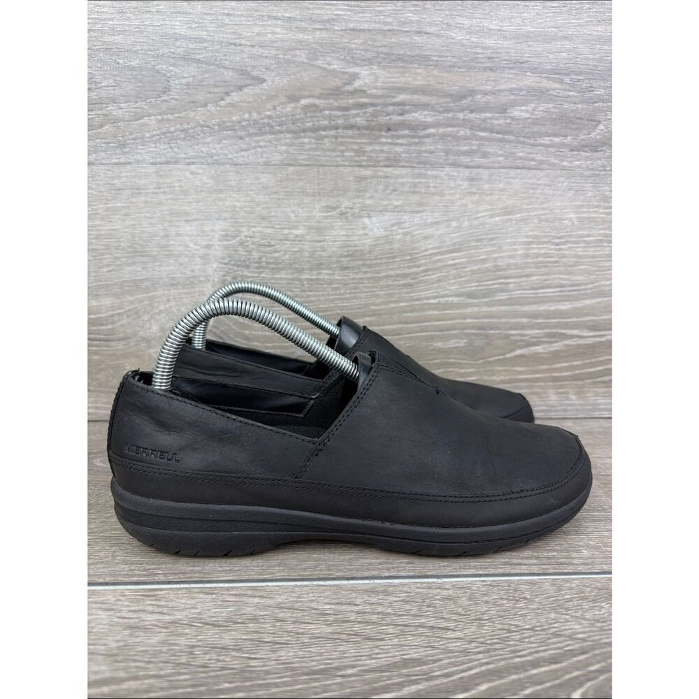 Merrell Encore J94558 Women’s Sz 9.5 Black Leather Slip On Comfort Moc Loafers
